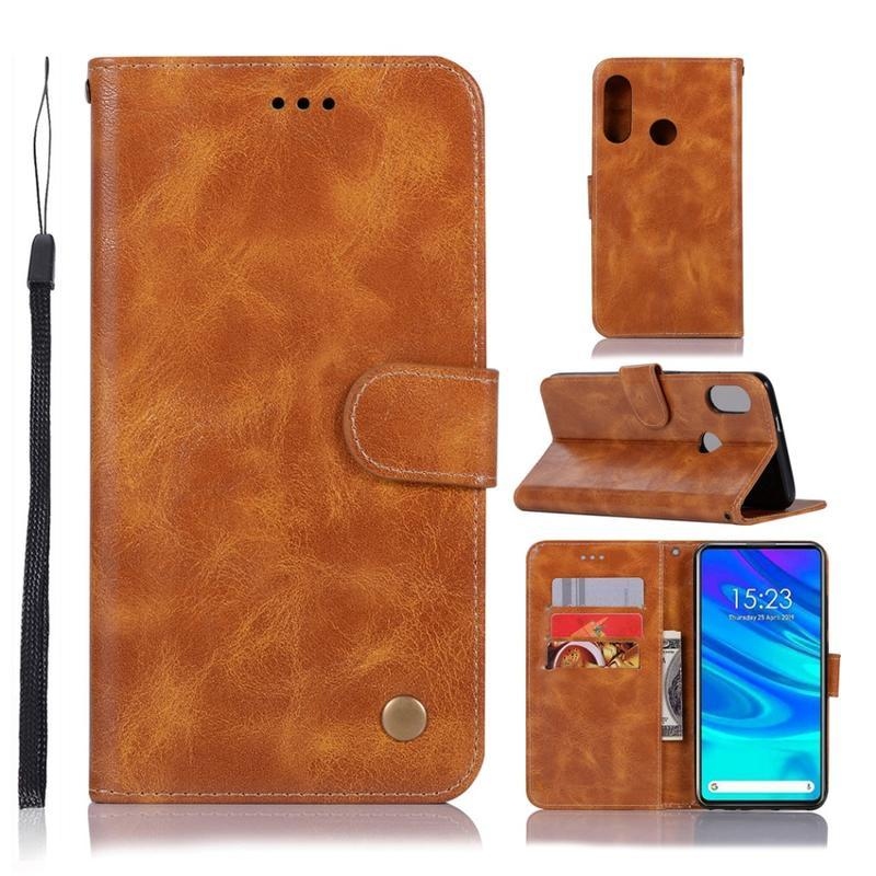 Vintage PU kožené peněženkové puzdro na mobil Huawei P Smart Z/Honor 9X - hnedé