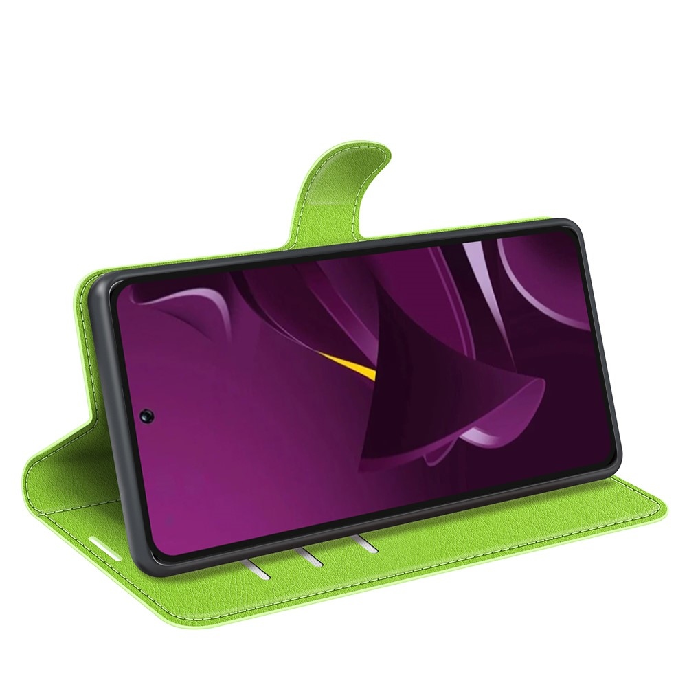 Litchi knižkové púzdro na Xiaomi Poco M7 Pro 5G - zelené