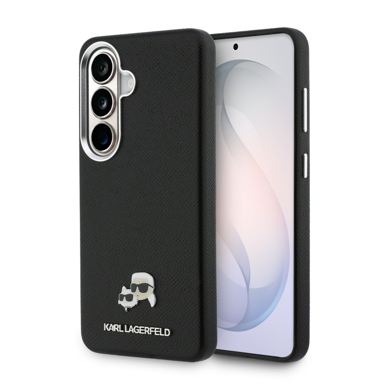 Karl Lagerfeld Grained PU Leather K&CH Heads Magnetic Back Cover pre Samsung Galaxy S26 Black