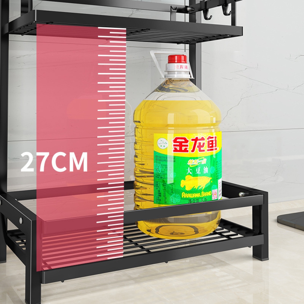 Dvojpodlažný kuchynský stojan na doplnky a koreničky - čierny