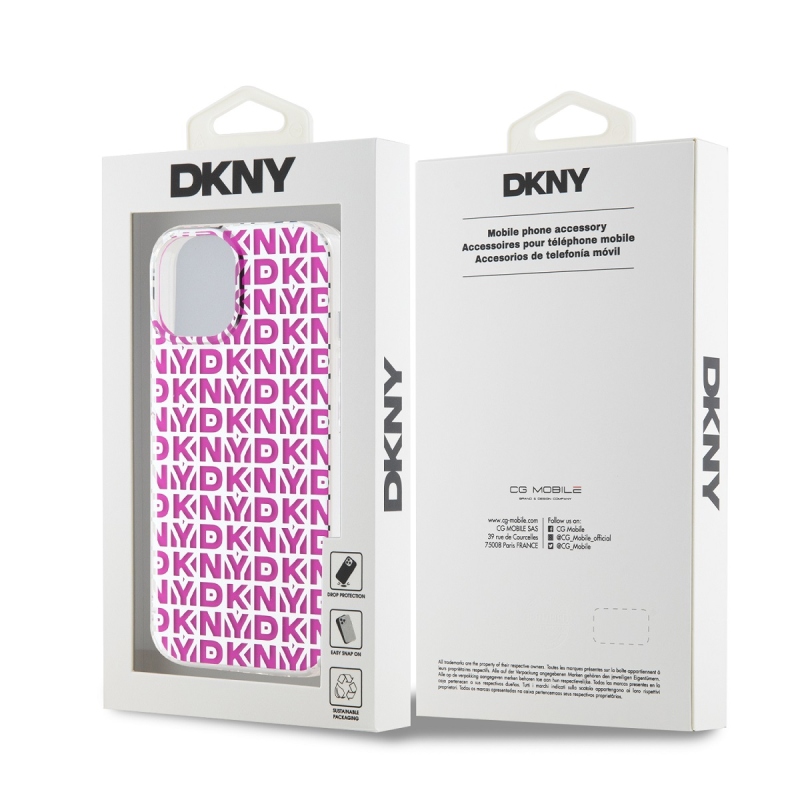 DKNY PC/TPU Repeat Pattern Zadný Kryt pre iPhone 15 Pink