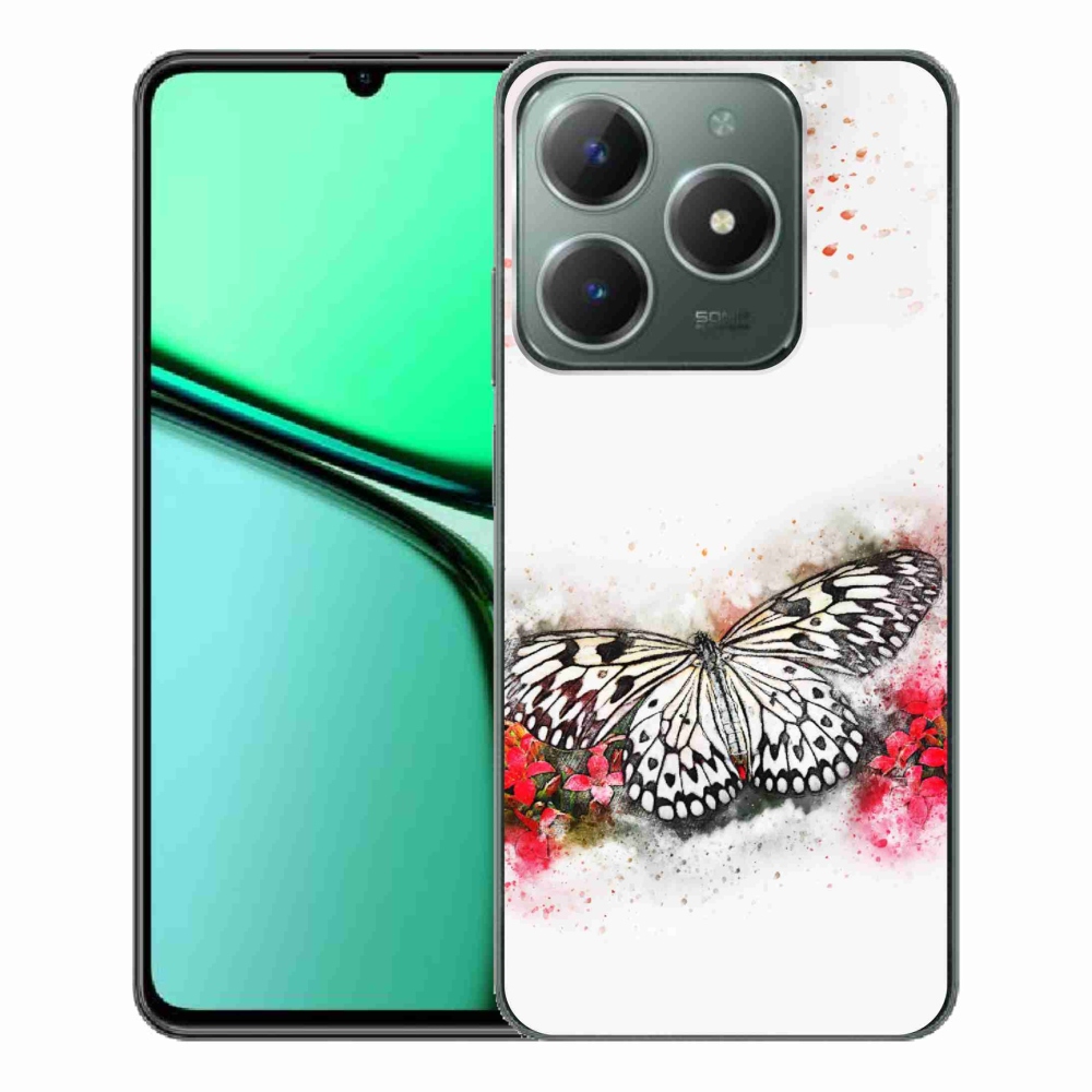 Gélový kryt mmCase na Realme C61 - čiernobiely motýľ