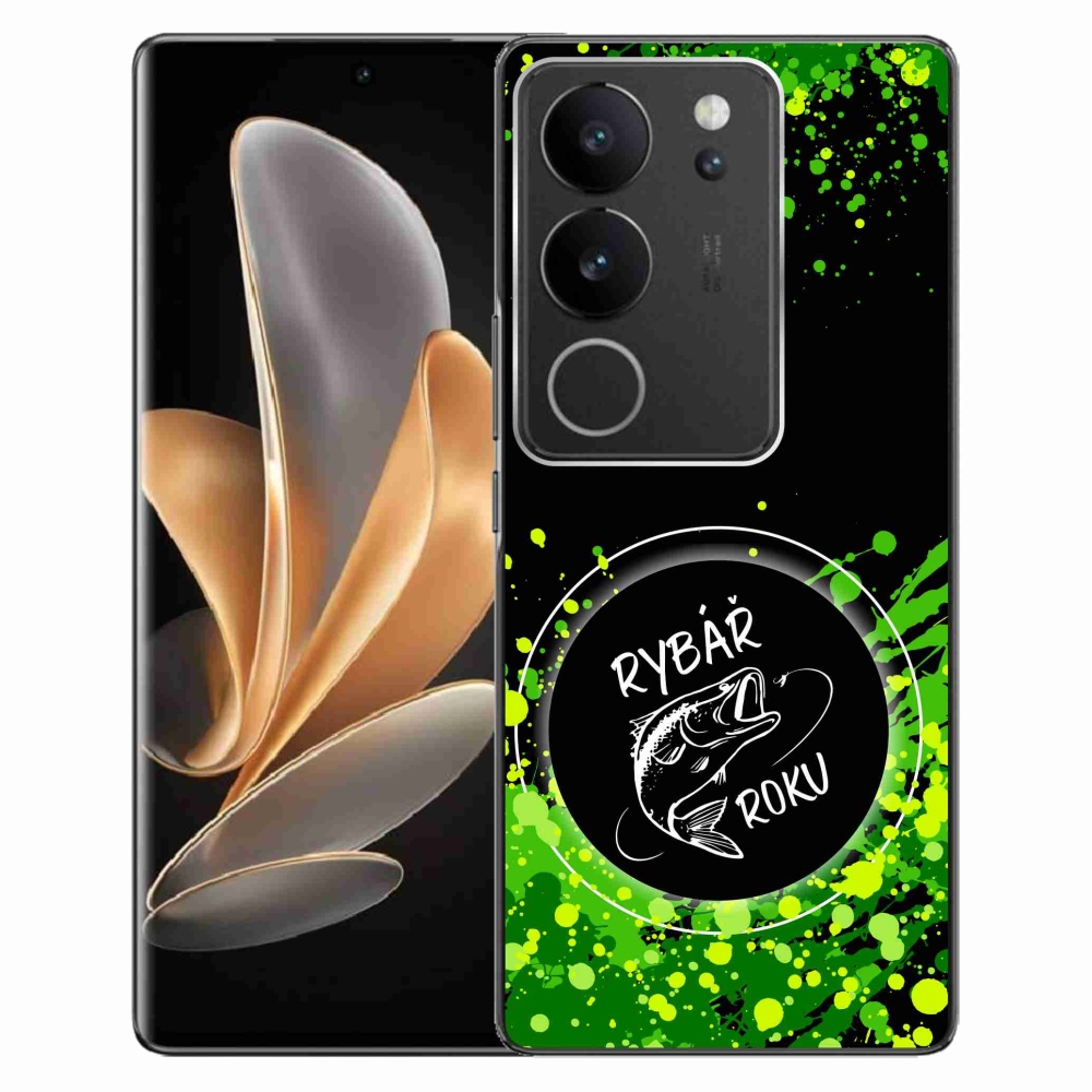 Gélový kryt mmCase na Vivo V29 5G - rybár roku čierne pozadie
