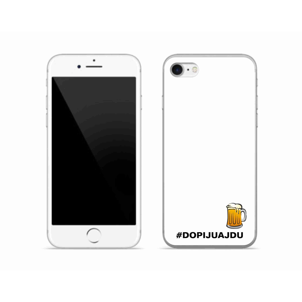 Gélový kryt mmCase na iPhone SE (2020) - pivný motív 1 biele pozadie