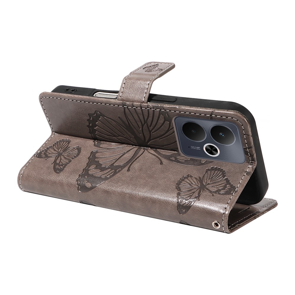 Big Butterfly knižkové puzdro na Realme 14 5G/14T 5G - šedé