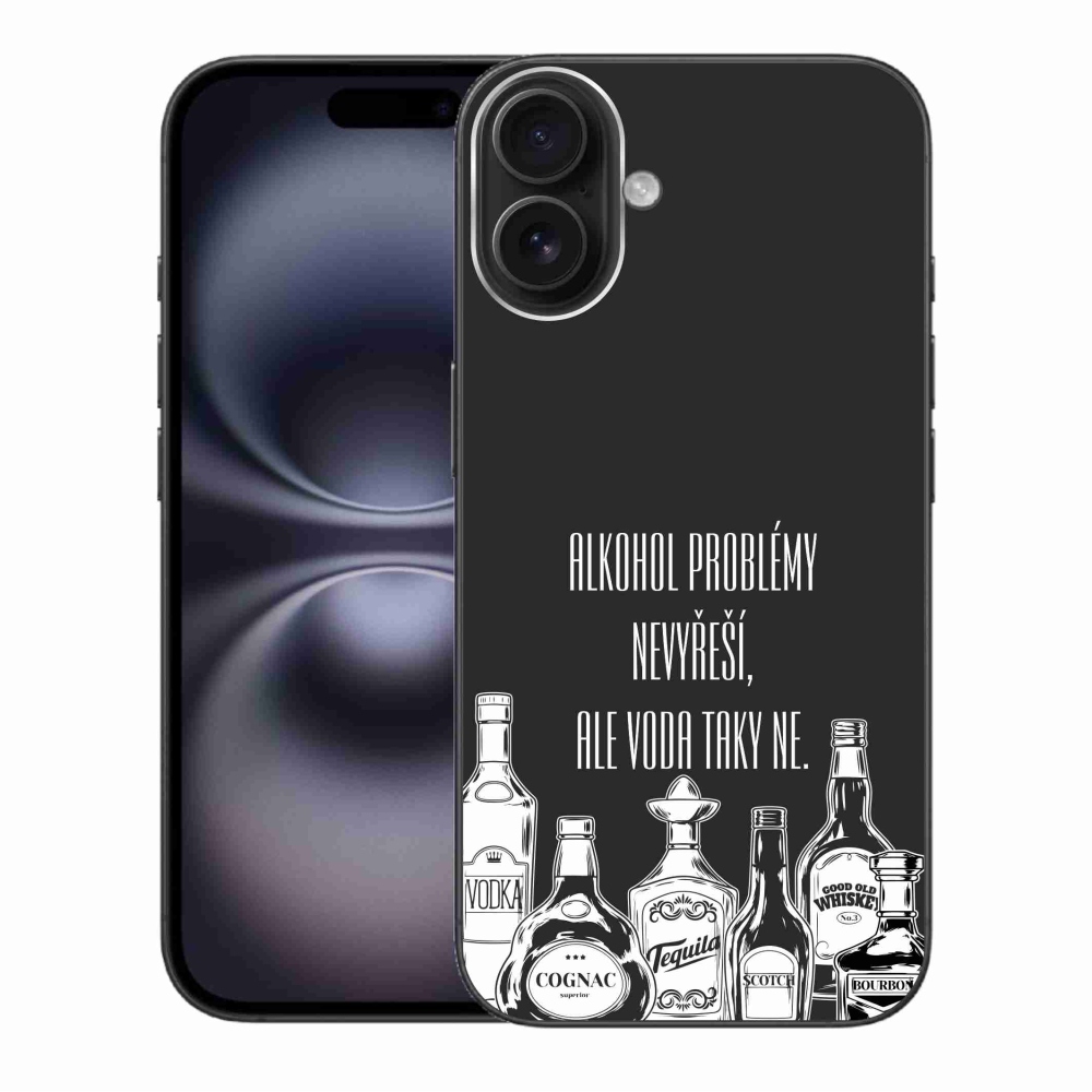Gélový kryt mmCase na iPhone 16 Plus - vtipný text čierne pozadie