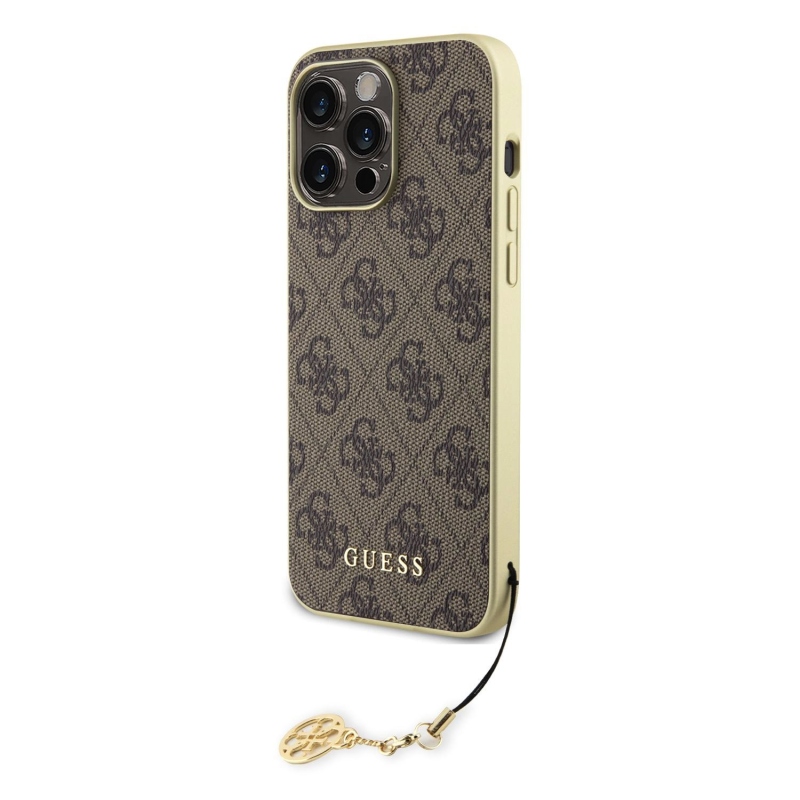 Guess 4G Charm Zadný Kryt pre iPhone 15 Pro Max Brown