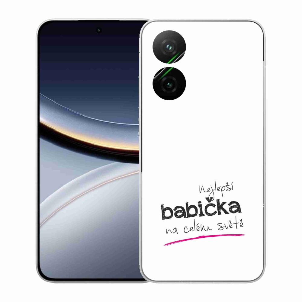 Gélový kryt mmCase na Xiaomi Poco F7 5G - najlepšia babička 4 biele pozadie