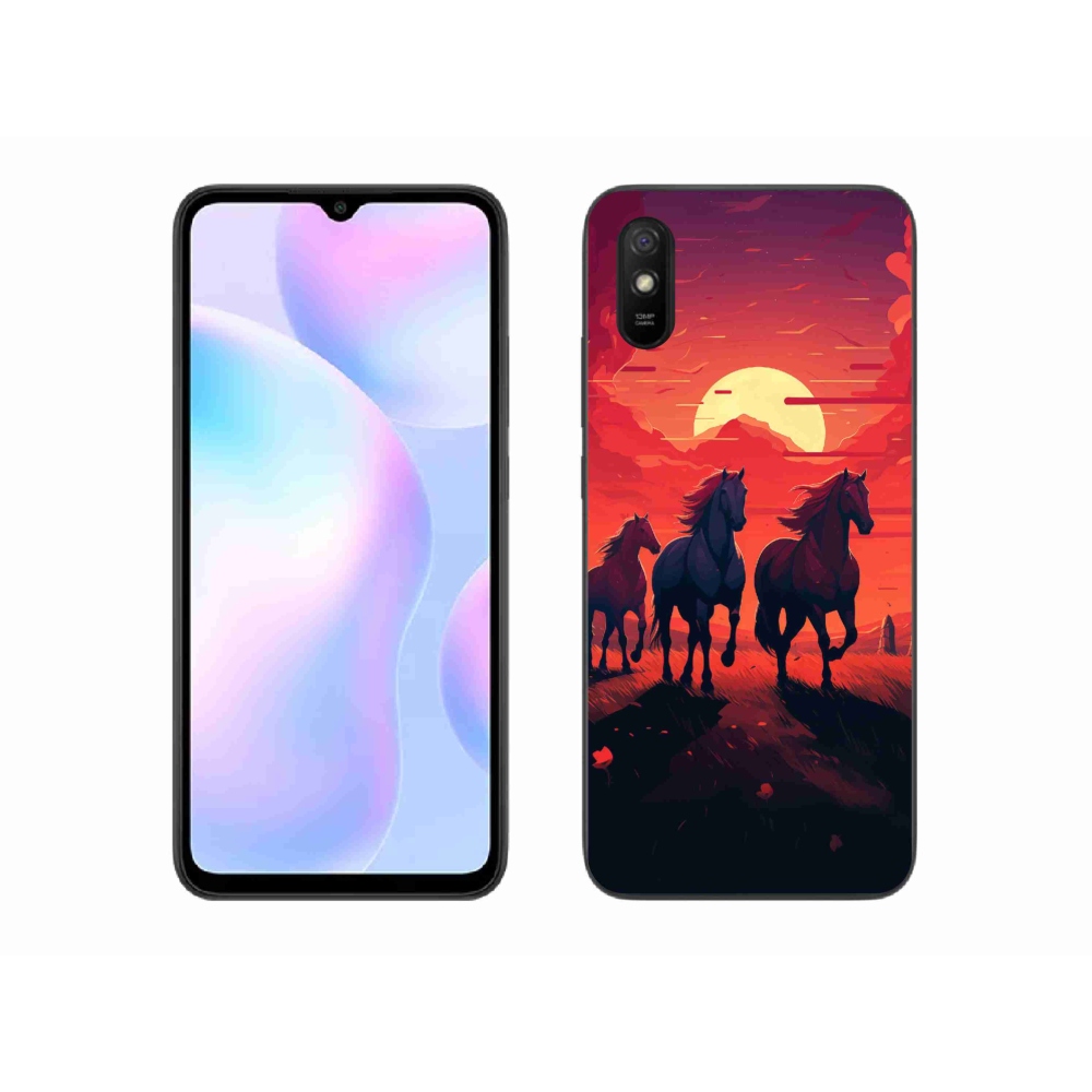 Gélový kryt mmCase na Xiaomi Redmi 9A - kone a západ slnka