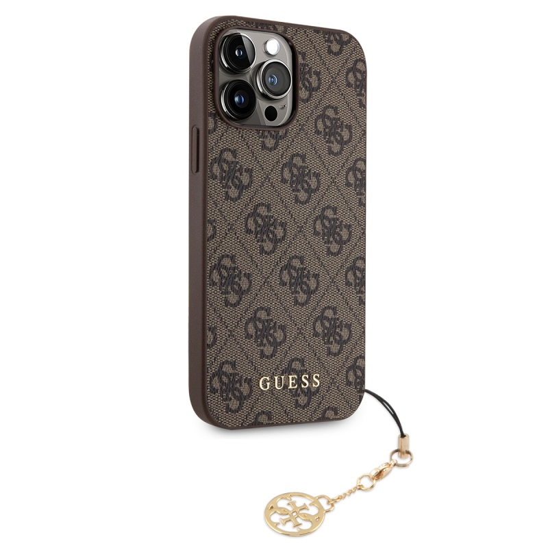 Guess 4G Charm Zadný Kryt pre iPhone 13 Pro Max Tone on Tone Brown