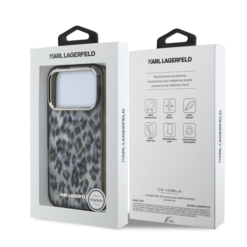 Karl Lagerfeld IML Leopard MagSafe Zadný Kryt pre iPhone 17 Pro Grey