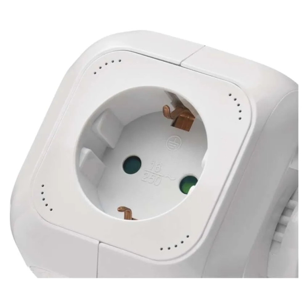 Predlžovací kábel - kocka 1,9 m / 4 zásuvky / biely / PVC / s USB / 1,5 mm2
