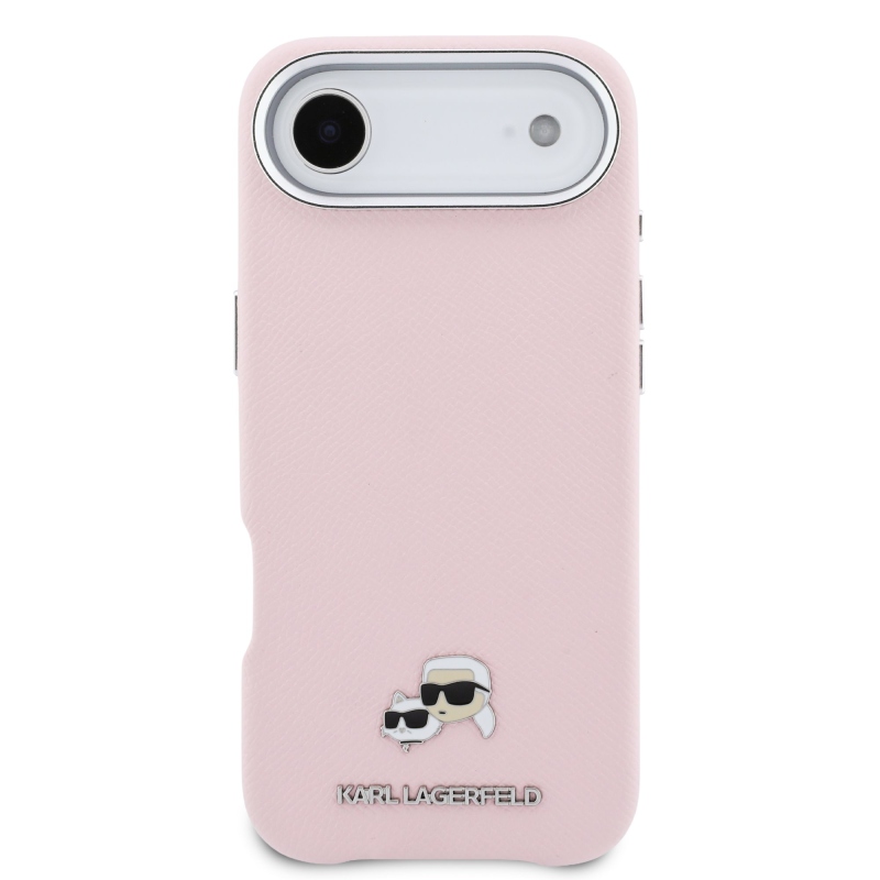 Karl Lagerfeld PU Karl and Choupette Heads Pins MagSafe zadný kryt pre iPhone Air ružový