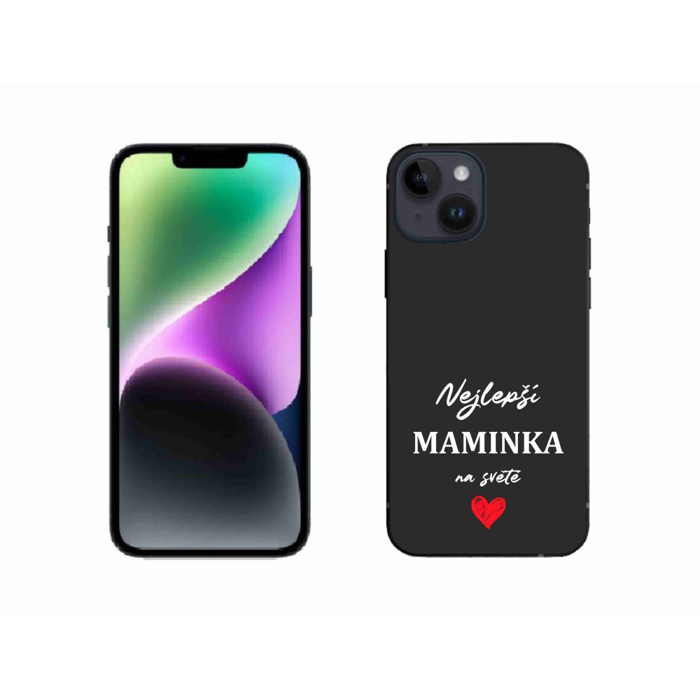 Gélový kryt mmCase na iPhone 14 - najlepšia mamička 1 čierne pozadie