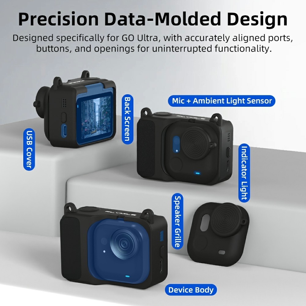 FLYMILE silikónové puzdro 360 ° s krytkou objektívu pre Insta360 GO Ultra