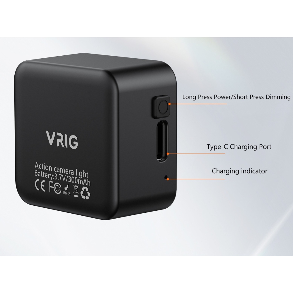 VRIG magnetické LED svetlo pre DJI Osmo Action 3, 4, 5 Pro a Pocket 3