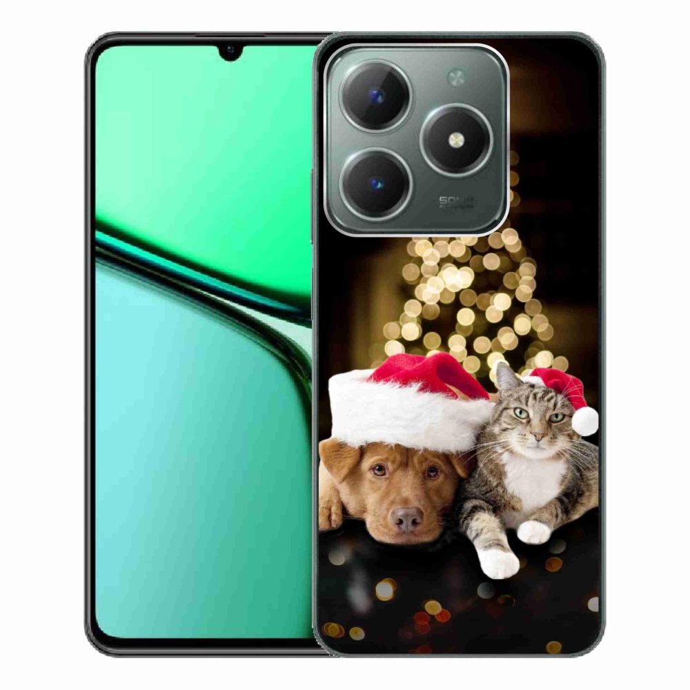 Gélový kryt mmCase na Realme C61 - vianočný pes a mačka
