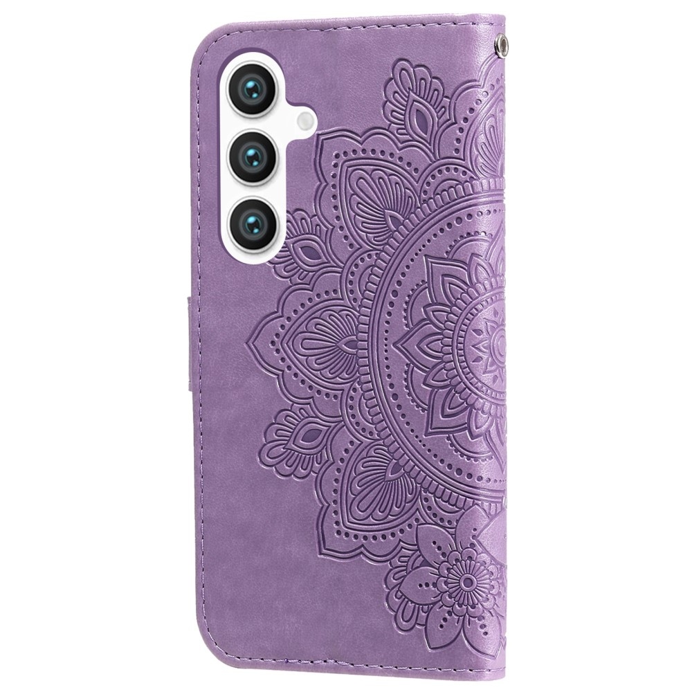 Floral knižkové púzdro na Samsung Galaxy S25+ - fialové