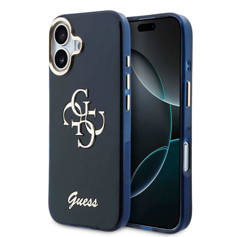 Guess IML 4G Script Metal Logo Zadný kryt pre iPhone 17 Blue