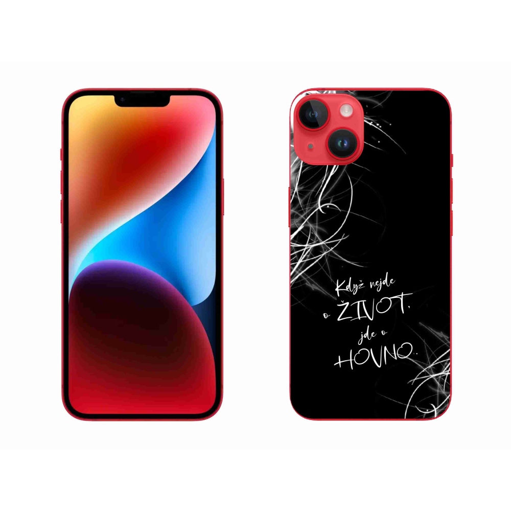 Gélový kryt mmCase na iPhone 14 Plus - vtipný text 16 čierne pozadie