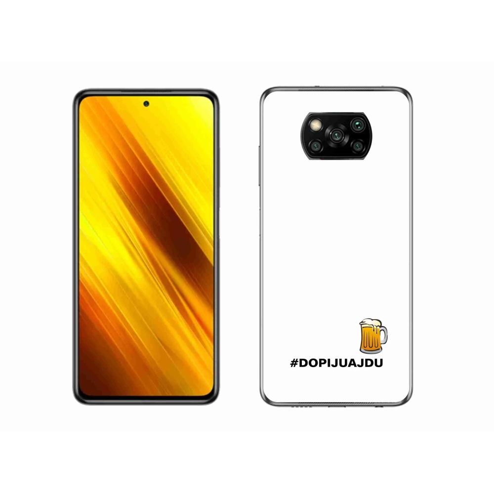 Gélový kryt mmCase na Xiaomi Poco X3 Pro - pivný motív 1 biele pozadie