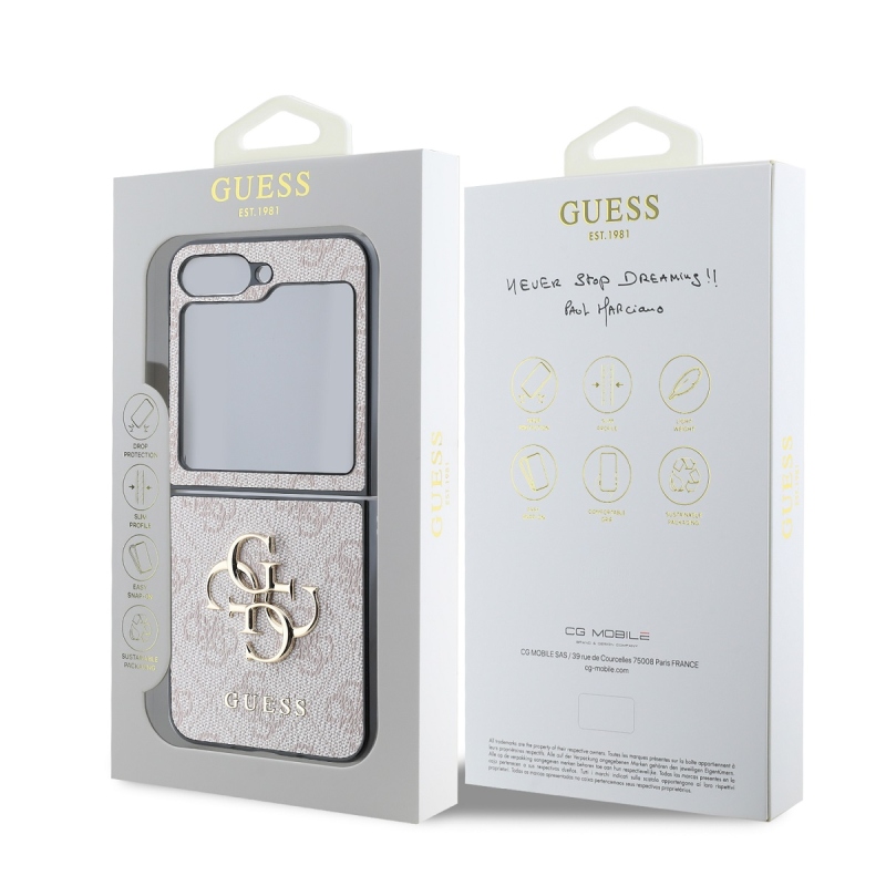 Guess PU 4G Metal Logo Zadný Kryt pre Samsung Galaxy Z Flip 6 Pink