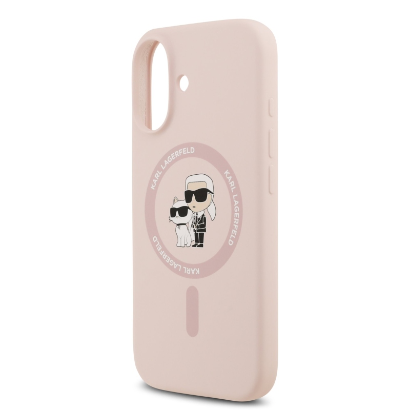 Karl Lagerfeld Liquid Silicone Karl and Choupette MagSafe zadný kryt pre iPhone 17 ružový