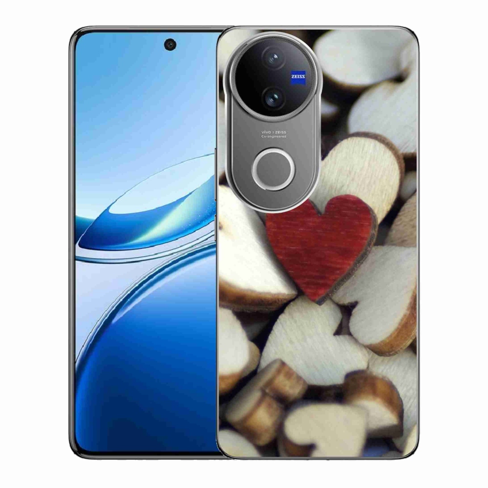 Gélový kryt mmCase na Vivo V50 5G - gravírované červené srdce