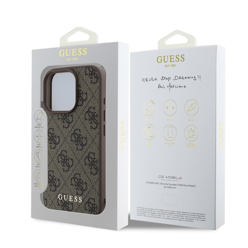 Guess 4G Charm Zadný Kryt pre iPhone 16 Pro Tone on Tone Brown