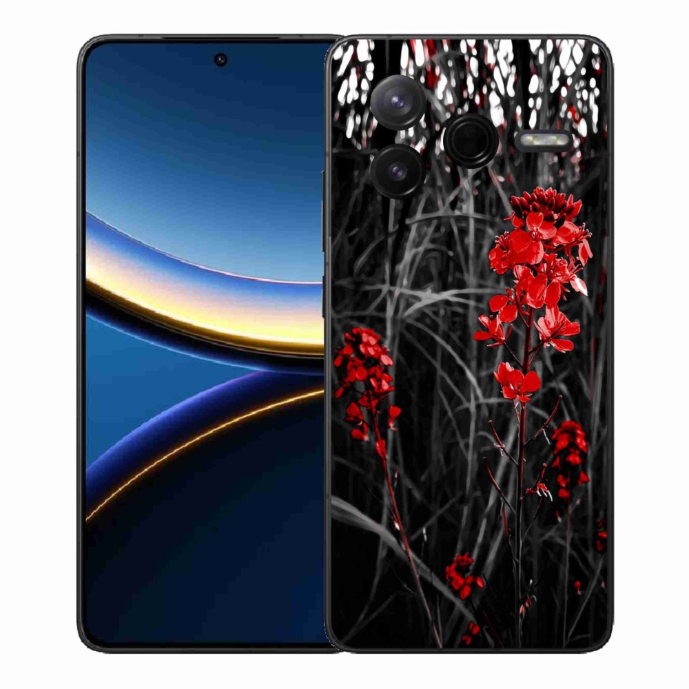Gélový kryt mmCase na Xiaomi Poco F7 Pro - červená rastlina