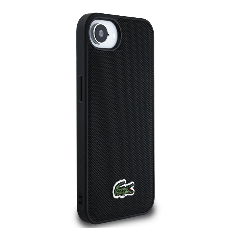 Lacoste Iconic Petit Pique Woven Logo MagSafe Zadný Kryt pre iPhone 16e Black