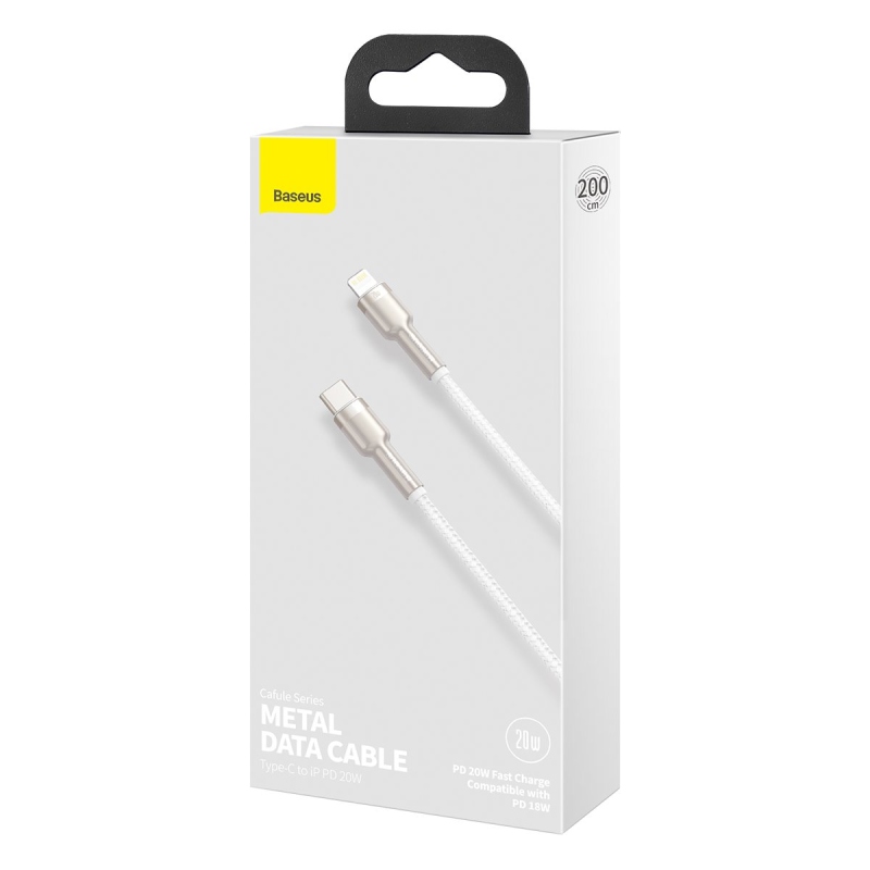 Baseus Cafule Metal Series Dátový Kábel USB-C - Lighting 20W 2m White