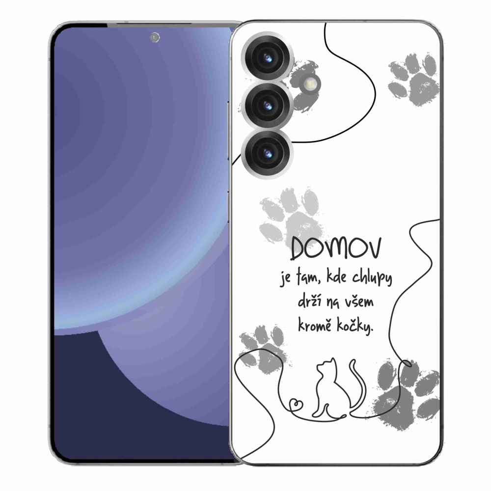 Gélový kryt mmCase na Samsung Galaxy S25+ - mačacie motív biele pozadie