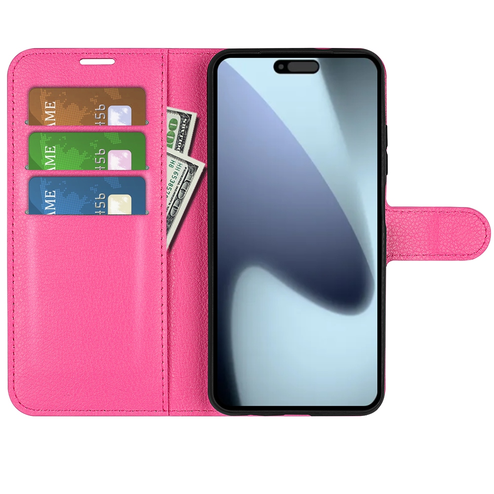 Litchi knižkové púzdro na iPhone 17 - rose