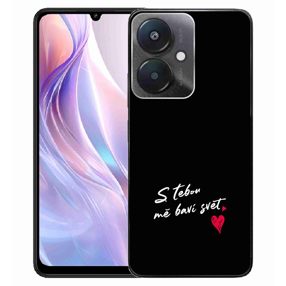 Gélový kryt mmCase na Xiaomi Redmi 13C 5G - zamilovaný text 1 čierne pozadie