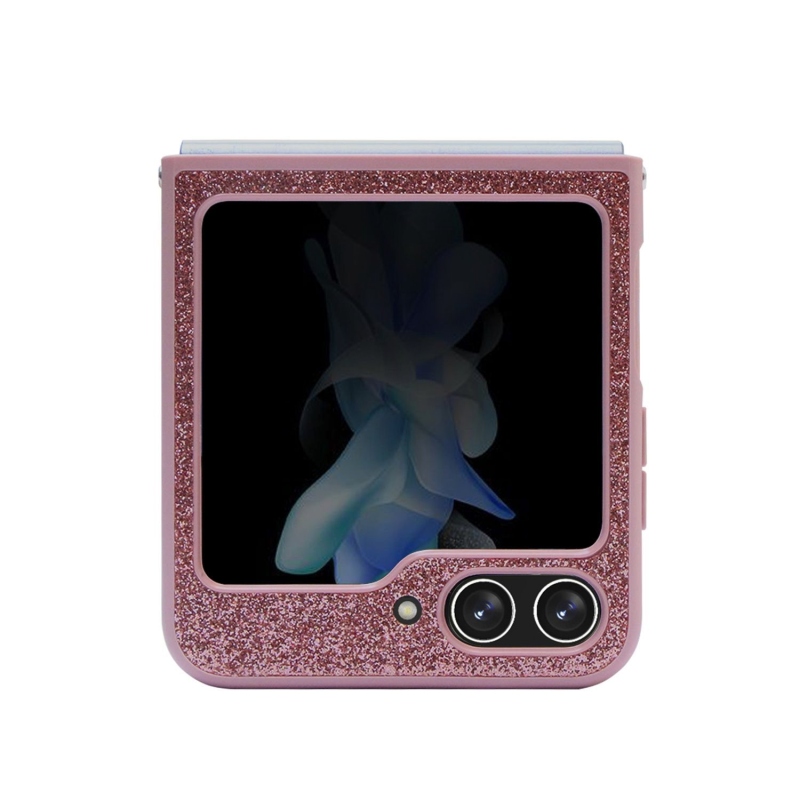 Guess PC/TPU Glitter Flakes Metal Logo Zadný Kryt pre Samsung Galaxy Z Flip 5 Pink