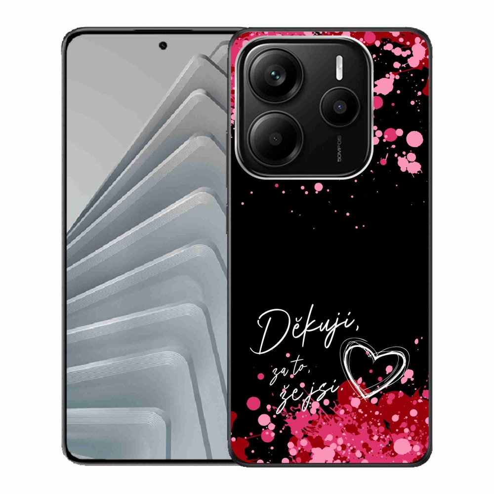 Gélový kryt mmCase na Xiaomi Redmi Note 14 5G - zamilovaný text 2 čierne pozadie