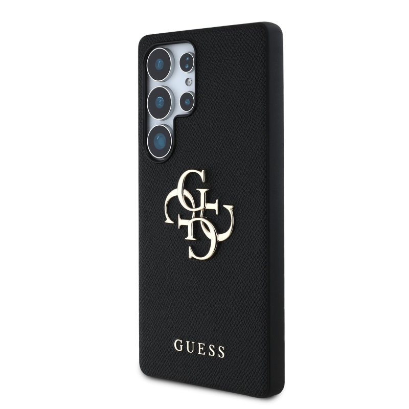 Guess PU Grained 4G Metal Logo Zadný Kryt pre Samsung Galaxy S25 Ultra Black