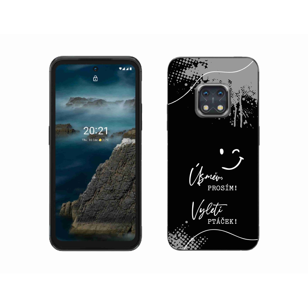 Gélový kryt mmCase na Nokia XR20 - vtipný text 4 čierne pozadie