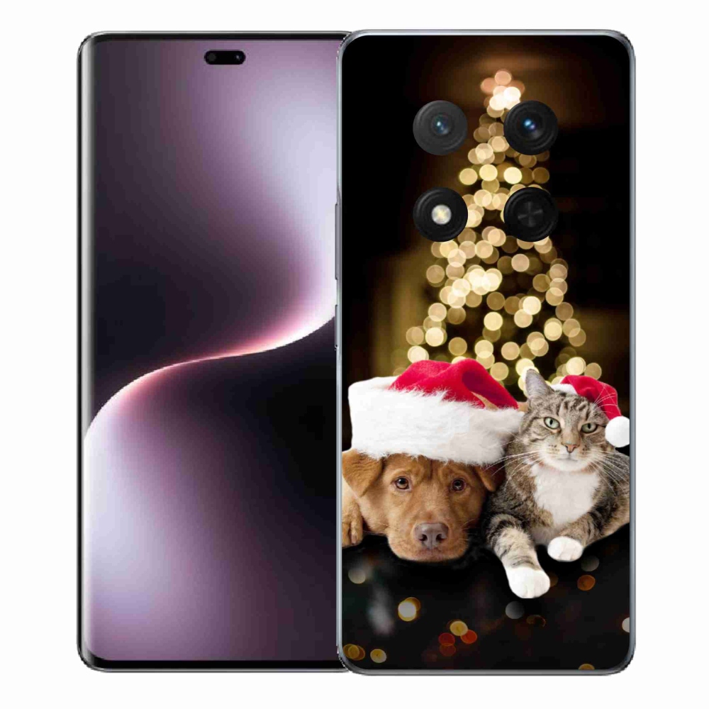 Gélový kryt mmCase na Honor Magic 7 Lite 5G - vianočný pes a mačka