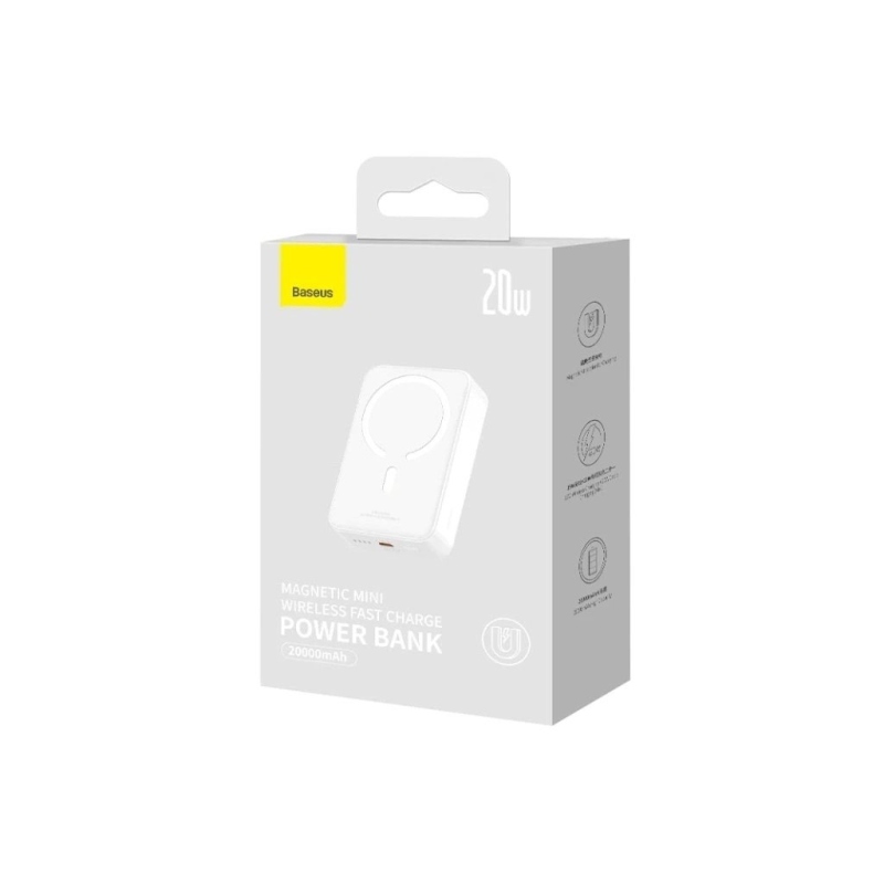 Baseus magnetická powerbanka 20000mAh 20W biela