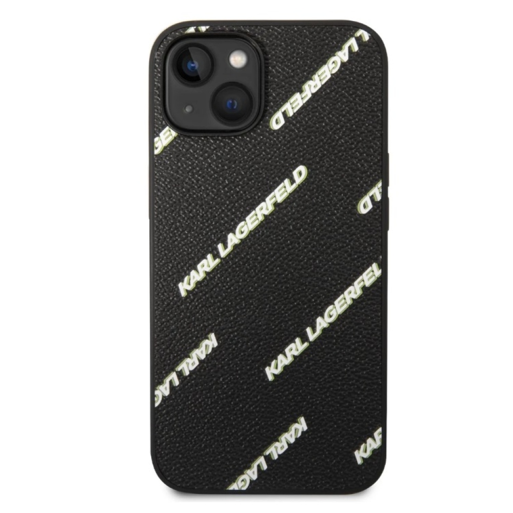 Karl Lagerfeld PU Grained Leather Logomania kryt iPhone 14 čierny