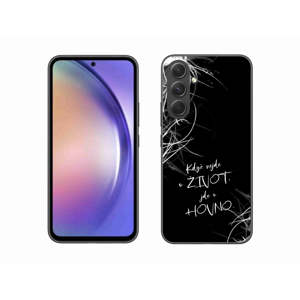 Gélový kryt mmCase na Samsung Galaxy A54 5G - vtipný text 16 čierne pozadie