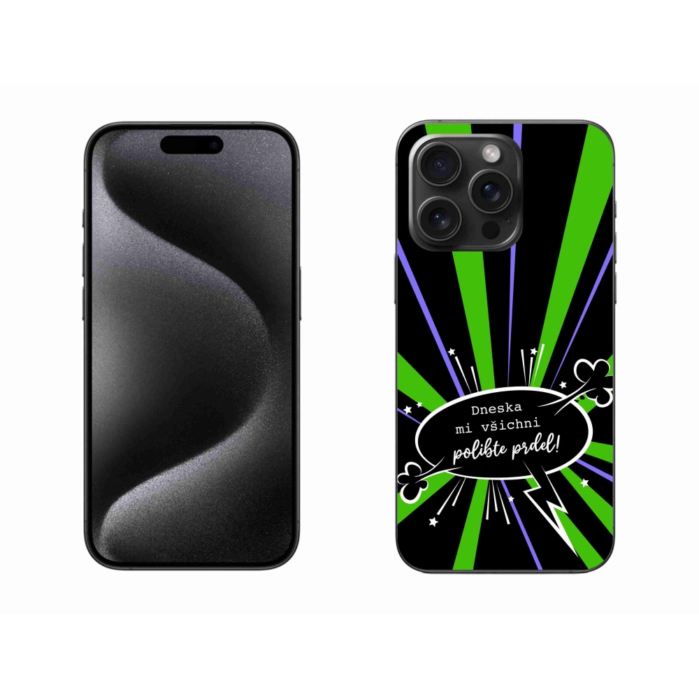 Gélový kryt mmCase na iPhone 15 Pro Max - vtipný text 15 čierne pozadie