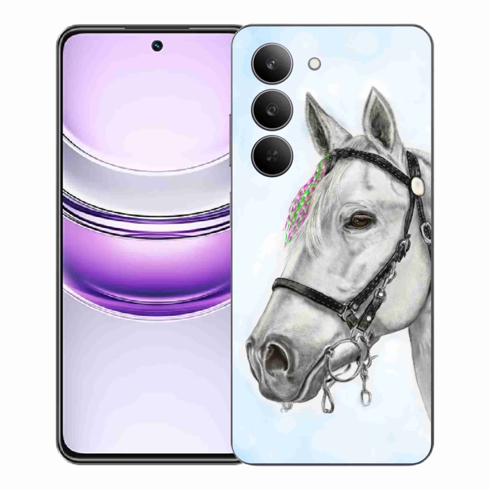 Gélový kryt mmCase na Realme 14x 5G - biely kôň 1