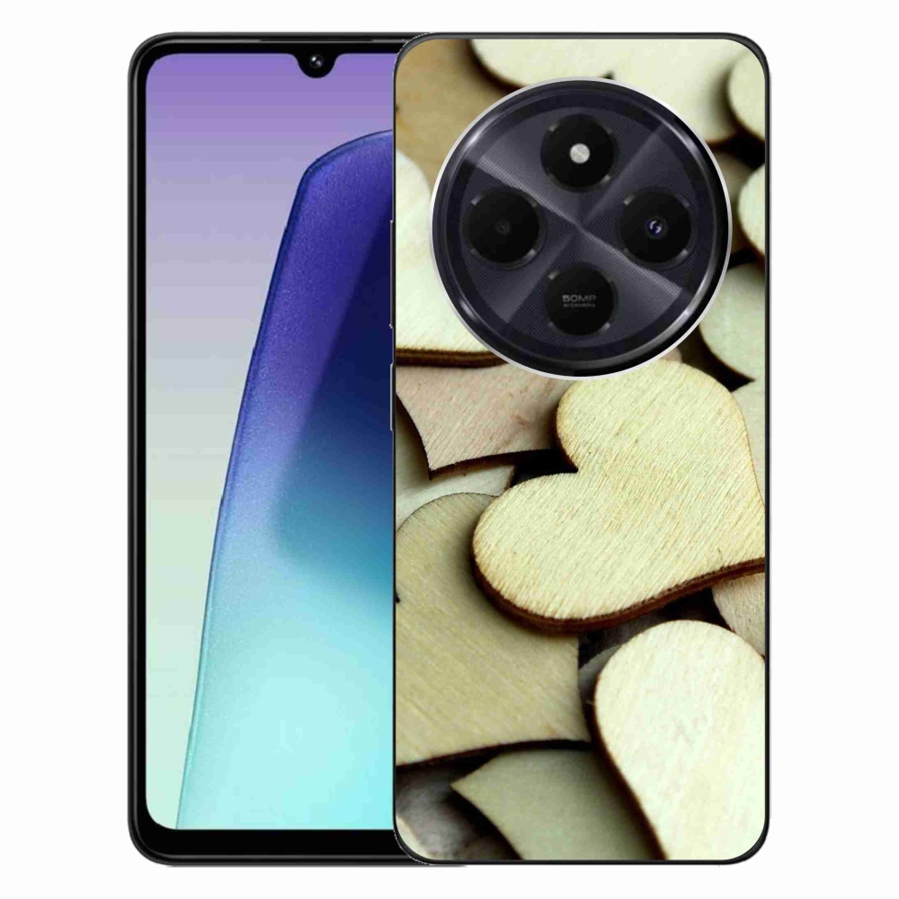 Gélový kryt mmCase na Xiaomi Redmi 14C/Poco C75 - drevené srdiečka