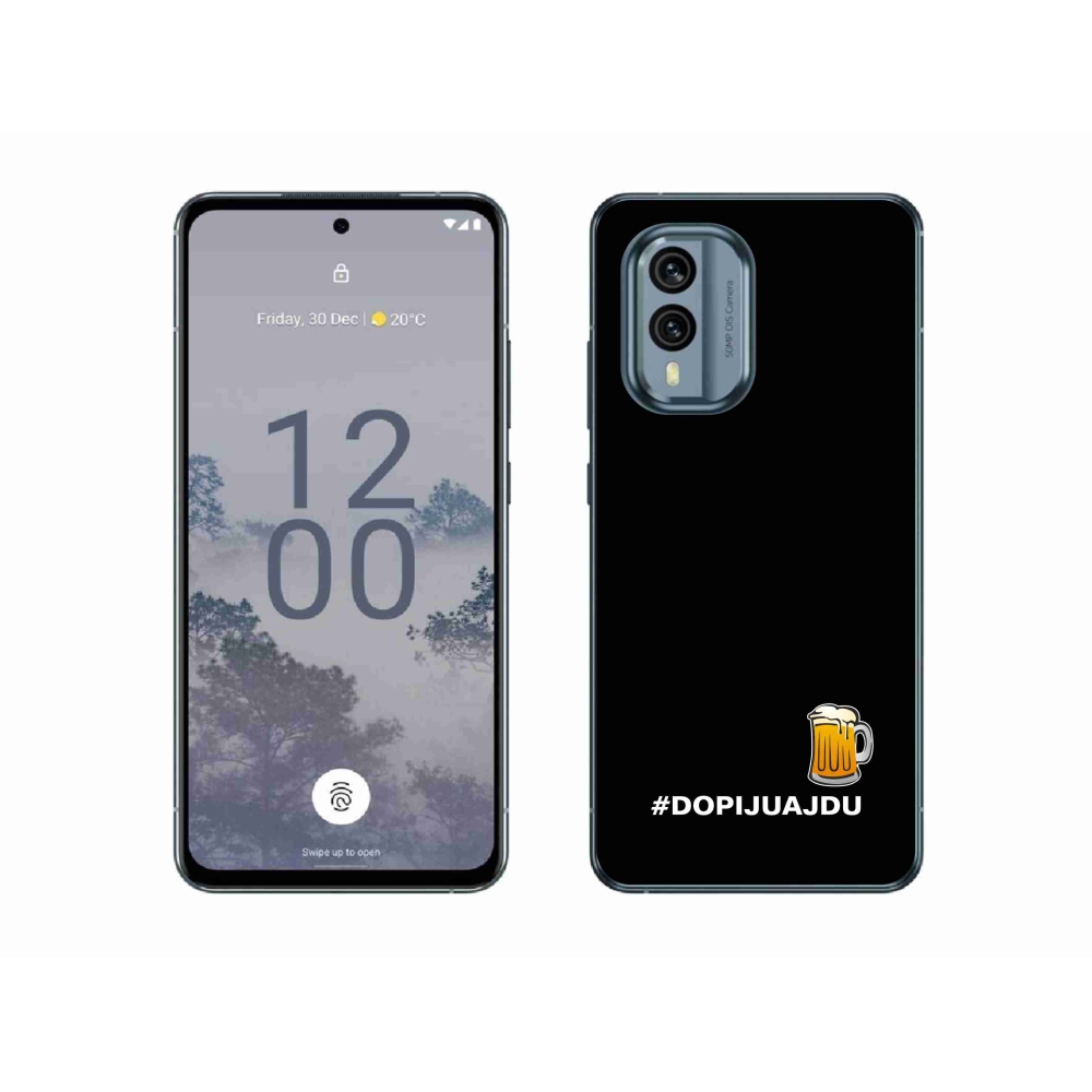 Gélový kryt mmCase na Nokia X30 5G - pivný motív 1 čierne pozadie