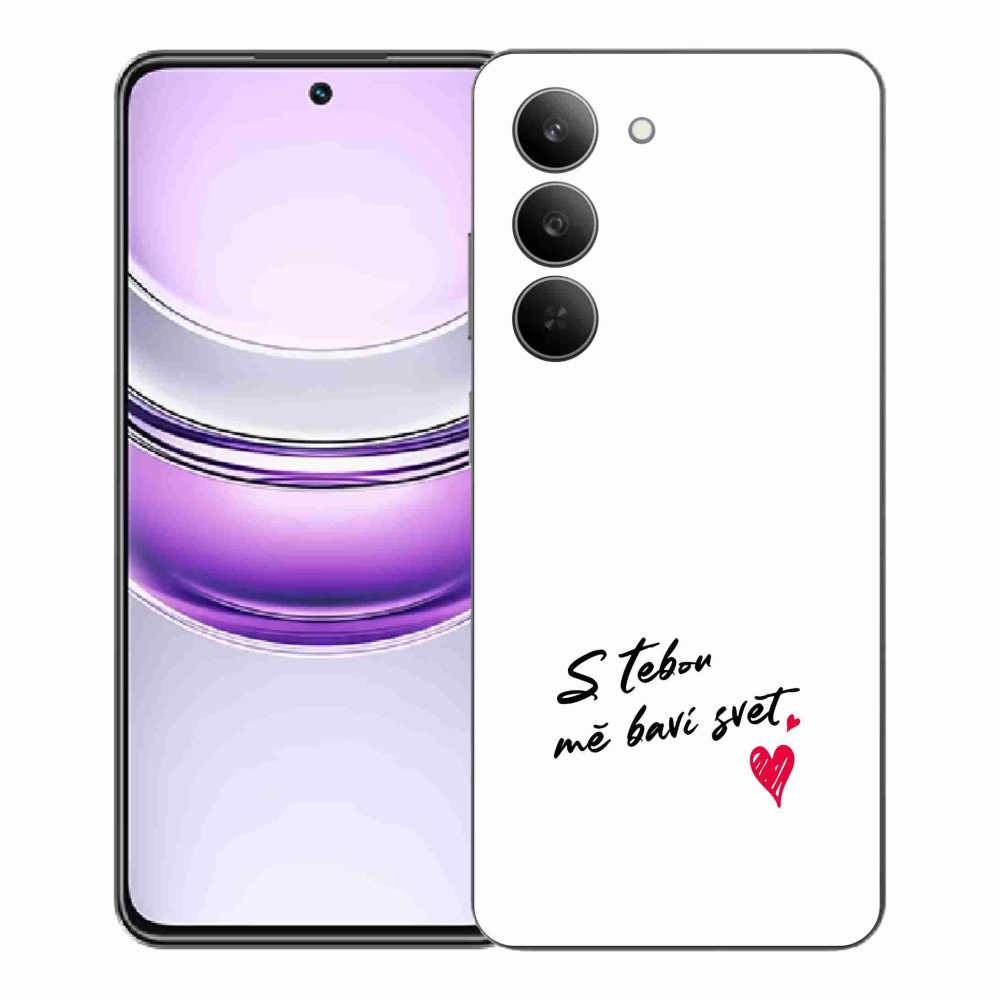 Gélový kryt mmCase na Realme 14x 5G - zamilovaný text 1 biele pozadie