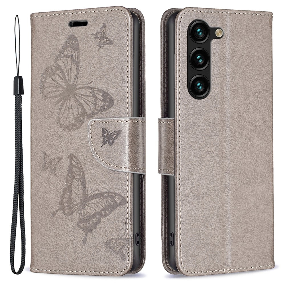 Butterfly knižkové púzdro na Samsung Galaxy S24+ - šedé