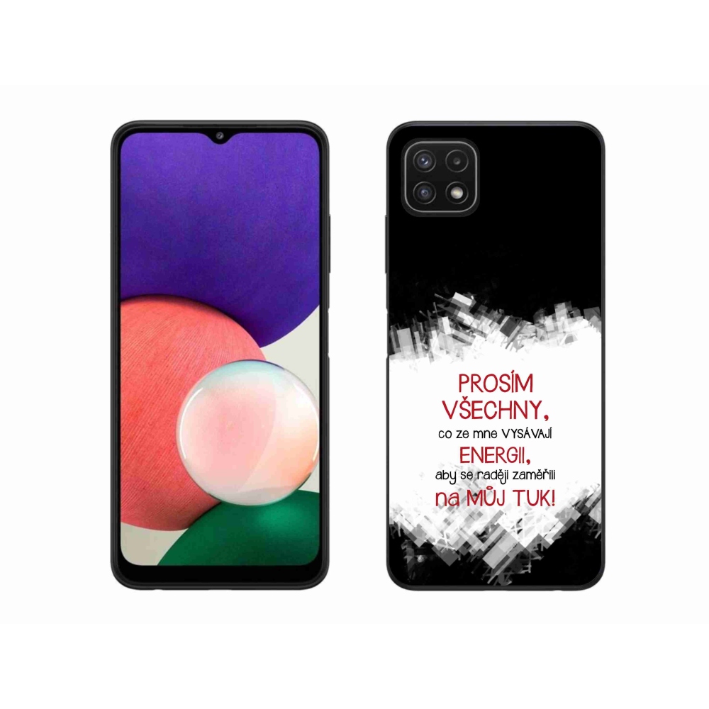 Gélový kryt mmCase na Samsung Galaxy A22 5G - vtipný text 1 červený